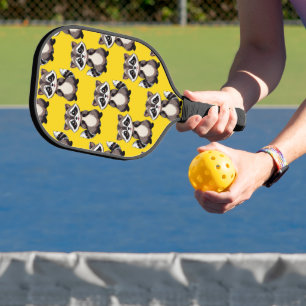 Waschbären-Muster-Design Gelb Pickleball Schläger