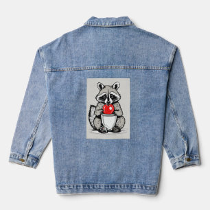 Waschbären-Snack: Einfache Linienillustration Jeansjacke