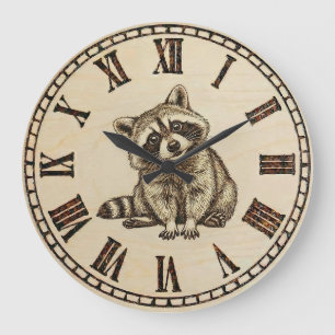 Waschbären-Wanduhr Große Wanduhr