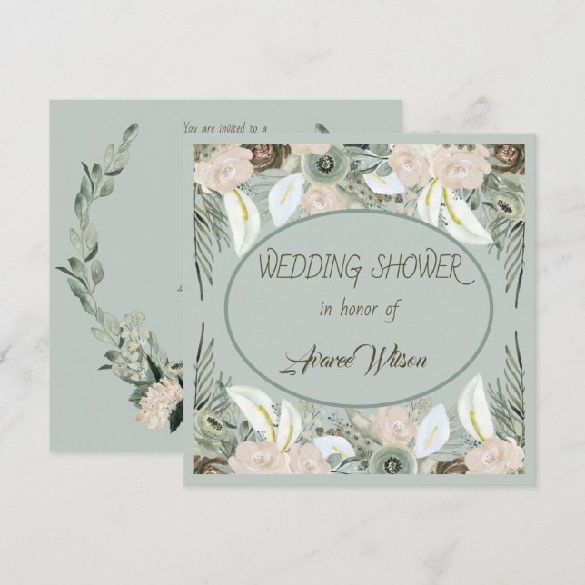 Waschbecken Grün und Vanilla Creme Dusche Einladung (Vorne/Hinten)