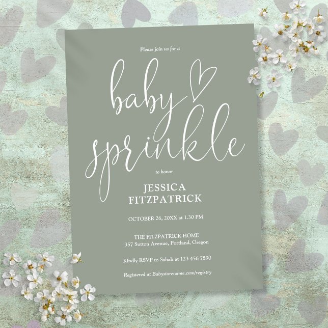 Waschbecken Grünes Geschlecht Neutral Baby Sprinkl Einladung (Sage Green Gender Neutral Baby Sprinkle Shower Invitation)