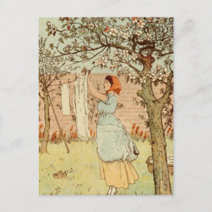 Wäsche aufhängen postkarte