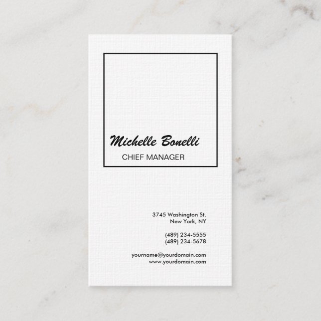 Wäsche Beruflich Minimalistisch Schwarz-weiß moder Visitenkarte (Vorderseite)