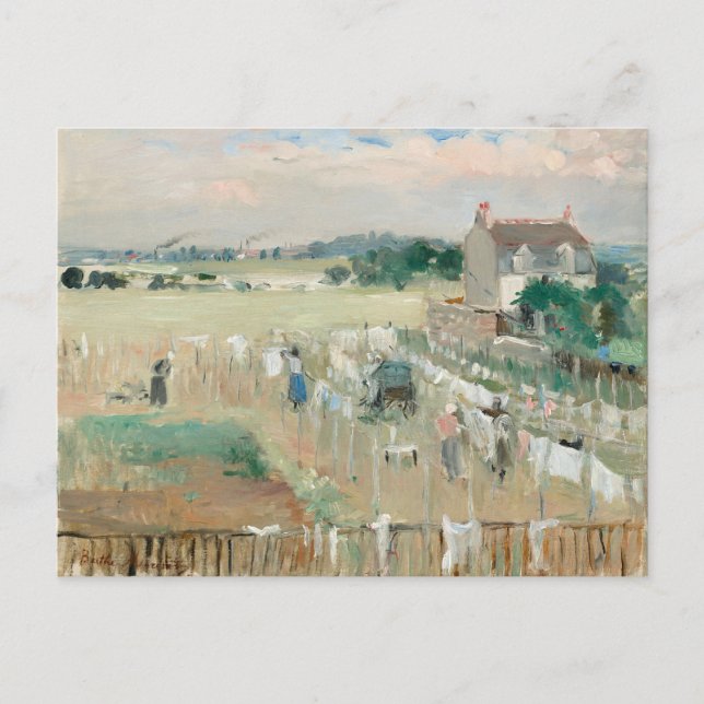 Wäsche zum Trocknen bringen | Berthe Morisot Postkarte (Vorderseite)