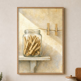Wäscheklammern in einem Glas Wasserfarbenposter Poster