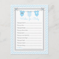 Wäscheleine Babydusche Wünsche für Baby blau-grau