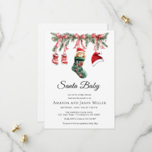 Wäscheleine Santa Baby Winter Baby-Party Save The Date