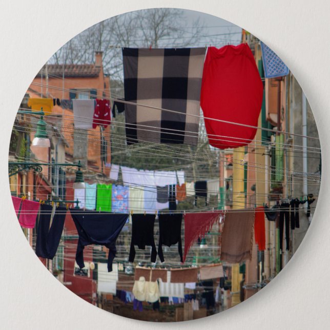 Wäschelinien in Venedig Button (Vorderseite)