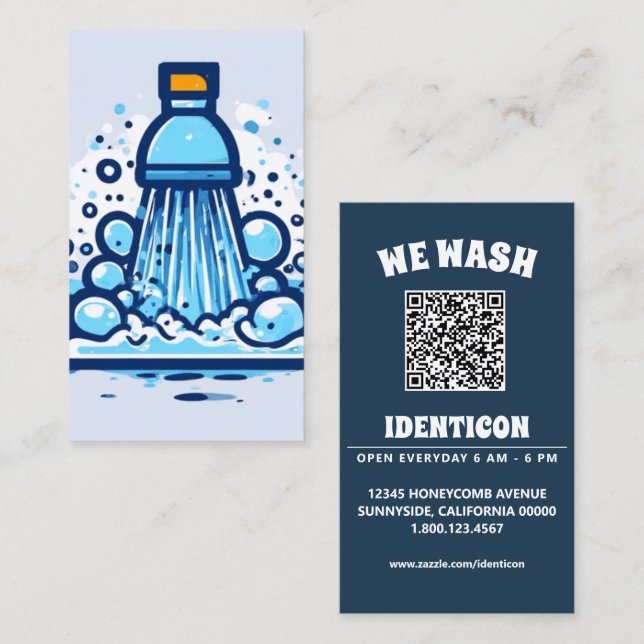 WASCHEN mit QR-Code Visitenkarte (Vorne/Hinten)
