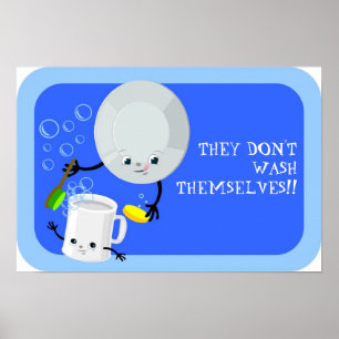 Waschen Sie das Geschirr! Poster