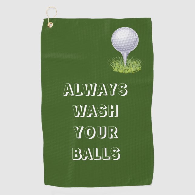 Waschen Sie Ihr Balls Golf Handtuch immer. (Vorderseite)
