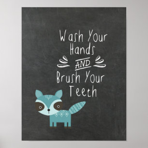 Waschen Sie Ihre Hand und putzen Sie Ihre Zähne Po Poster