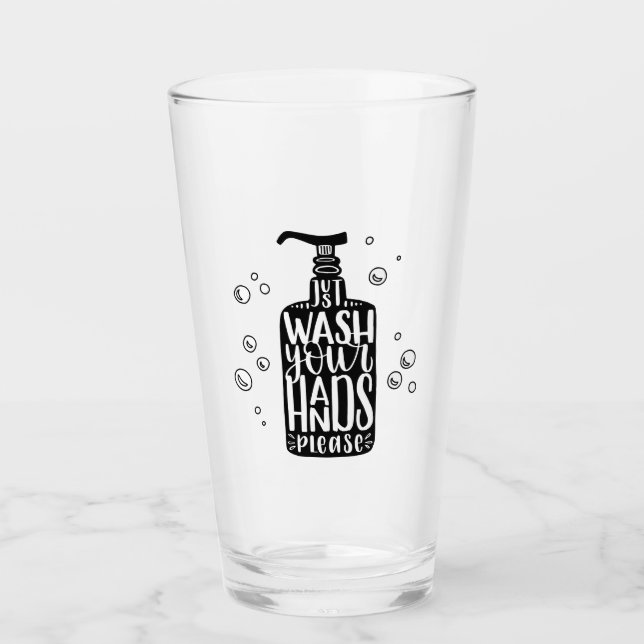 Waschen Sie Ihre Hände bitte Glas (Vorderseite)