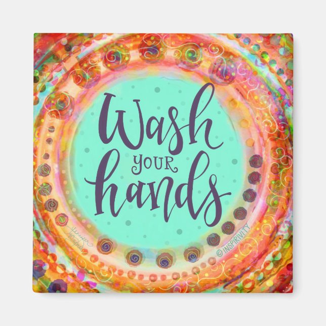 Waschen Sie Ihre Hände farbenfrohe Spaß-Inspirivit Magnet (Vorne)