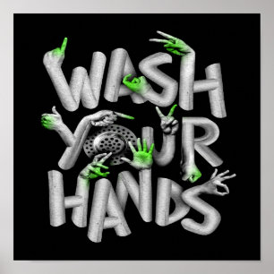 Waschen Sie Ihre Hände Hygiene Keime Poster