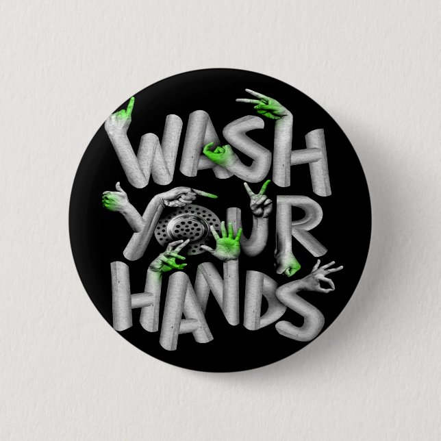 Waschen Sie Ihre Hände Hygienearme Button (Vorderseite)