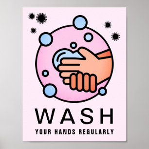 Waschen Sie Ihre Hände regelmäßig Virus-Symbol Poster