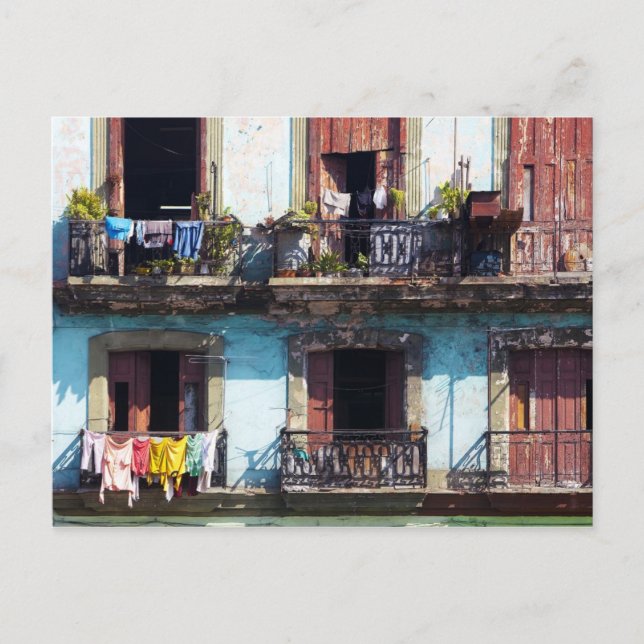 Wäscherei auf Balkonen, Paseo del Prado, Kuba Postkarte (Vorderseite)
