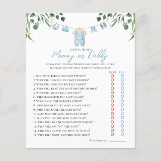 Wäscherei Blue Greenery Baby Shower Game