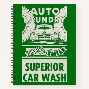 Wäscherei im Auto der 1950er Jahre - Wash und Prin Notizbuch