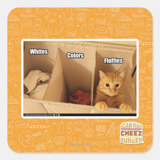 Wäscherei-Katze Quadratischer Aufkleber (Vorderseite)