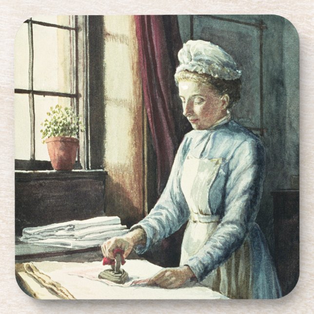 Wäscherei-Mädchen, c.1880 Getränkeuntersetzer (Vorderseite)