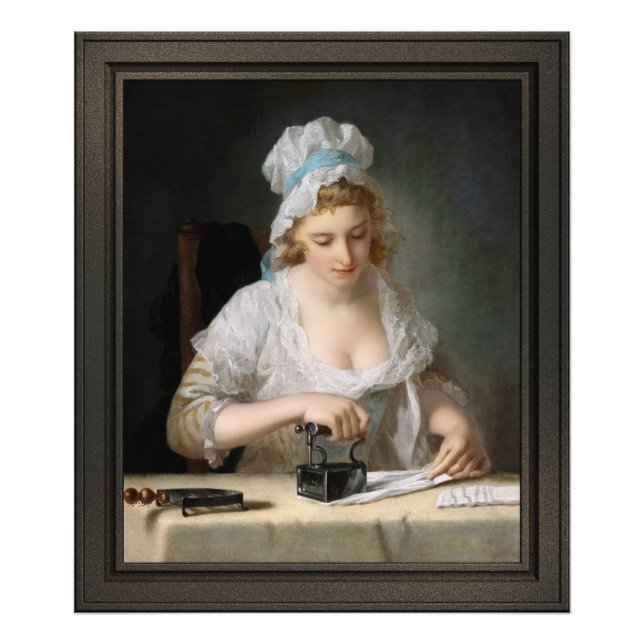 Wäscherei Maid Ironing von Henry Robert Morland Fotodruck (Vorne)