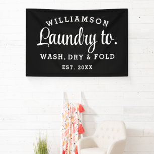 Wäscherei - Minimalistischer Schwarz-Weiß-Druck Banner