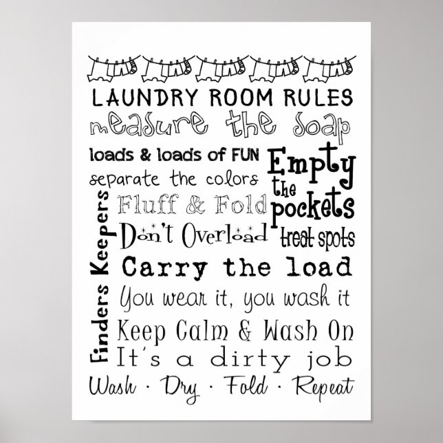 Wäschesaal Rules Poster (Vorne)