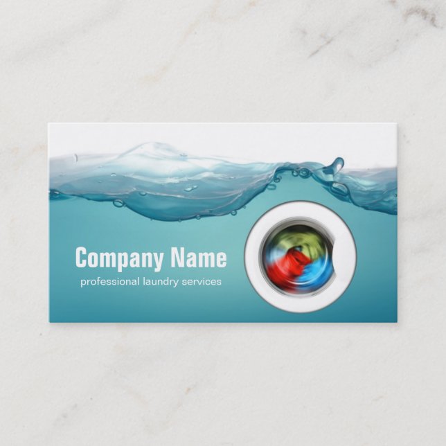 Wäscheservice - Blue Water Business Card Visitenkarte (Vorderseite)