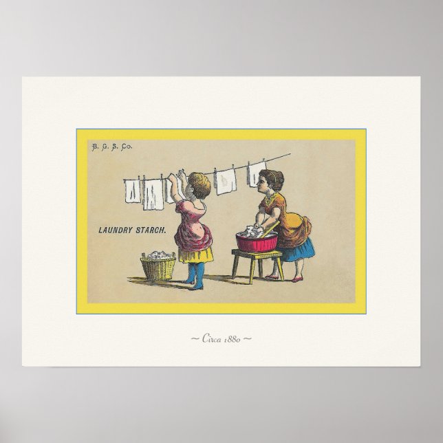 Wäscheständer ~ Circa 1880 ~ Vintage Werbung Poster (Vorne)