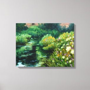 Wäschetabdruck "Wildblumen und Pfeil am Fluss" Leinwanddruck