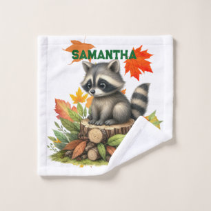 Waschhandschuh-Set mit Waschbär Süße Tier-Badeha Badhandtuch Set