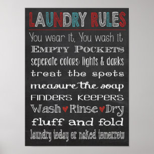 Waschküche ordnet Tafel-Zeichen an Poster