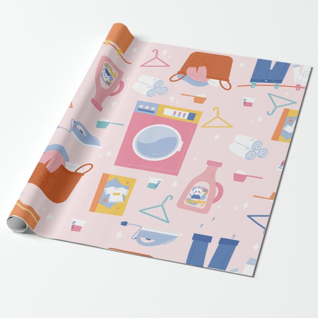 Waschküche Waschmaschine Reinigungsmaschine Hausfr Geschenkpapier (Ungerollt)