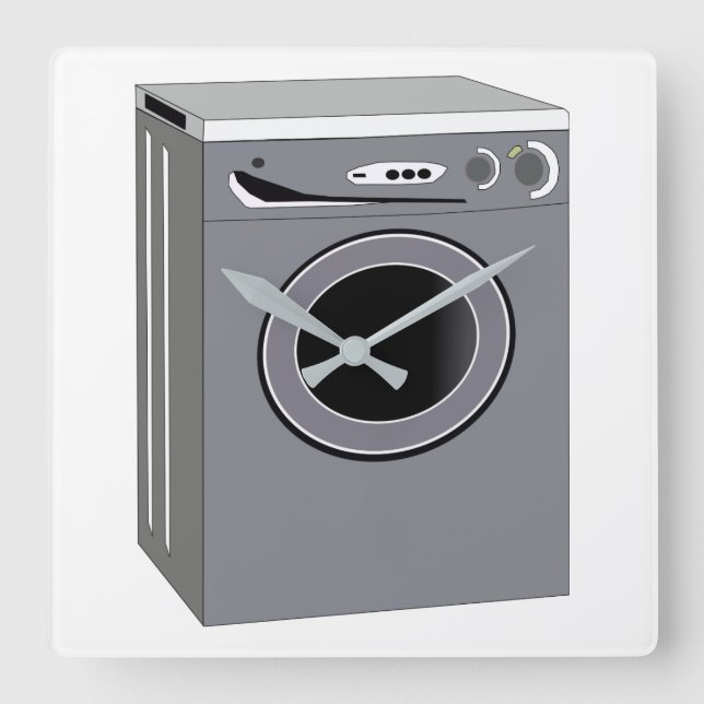 Waschmaschine Quadratische Wanduhr (Vorderseite)