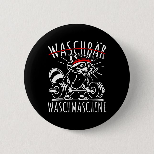 Waschmaschine Raccoon Fitness Bodybuildi Button (Vorderseite)