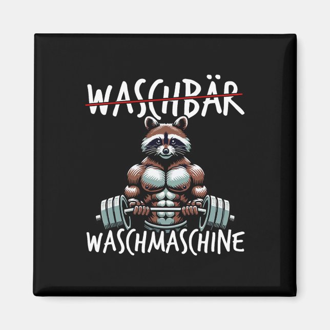 Waschmaschine Raccoon Fitness Bodybuildi Magnet (Vorne)