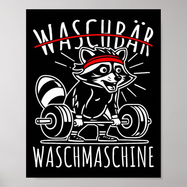 Waschmaschine Raccoon Fitness Bodybuildi Poster (Vorne)