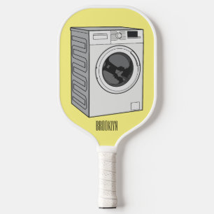 Waschmaschinen-Comic-Illustration Pickleball Schläger