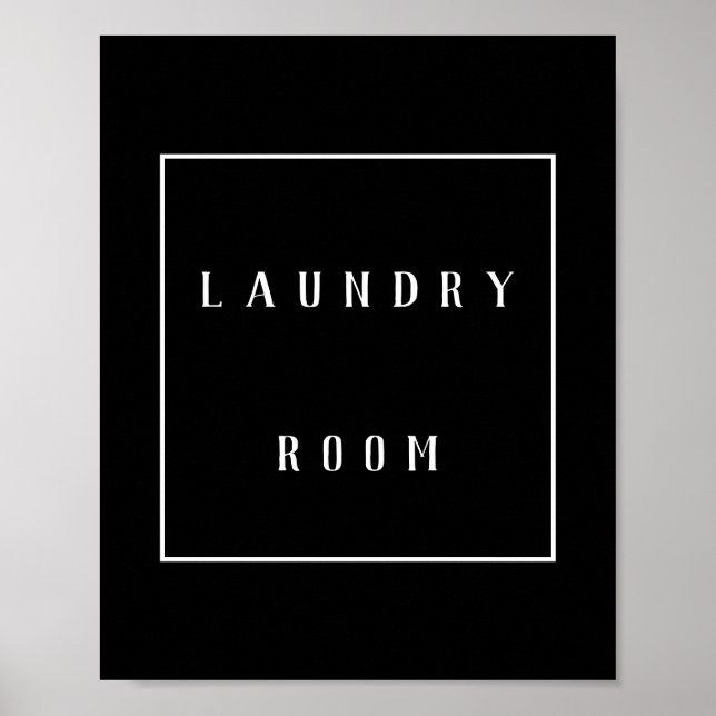 Waschraum Monochrome Minimalistische Typografie Poster (Vorne)