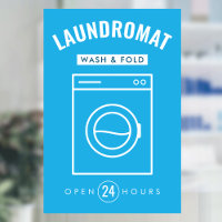 Waschsalon 24/7 Wasch- und Faltdienst Blau und Wei