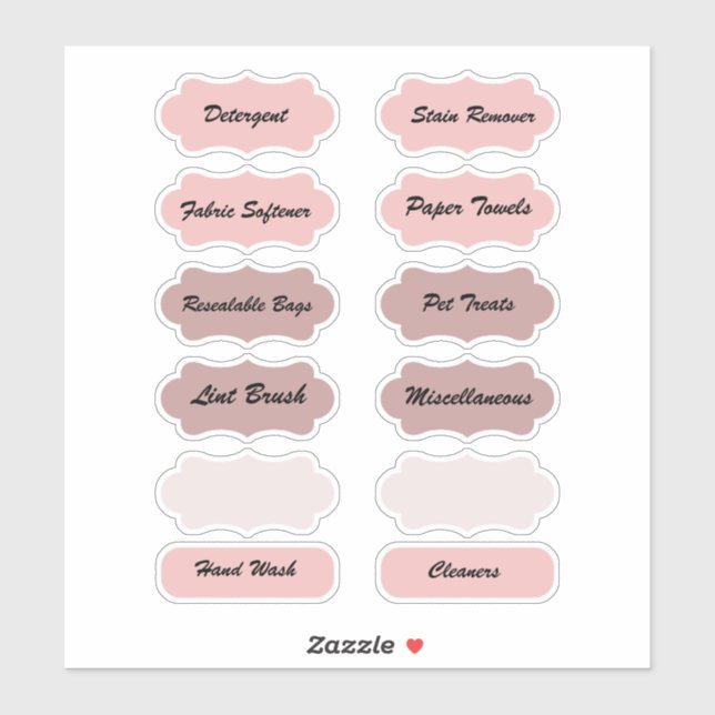 Waschsalon Zuhause Organisation Rosa Labels (Blatt)