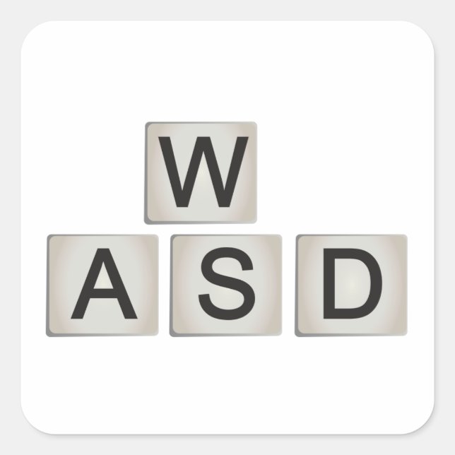 WASD-Aufkleber - Retro-Tastatur Quadratischer Aufkleber (Vorderseite)