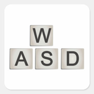 WASD-Aufkleber - Retro-Tastatur Quadratischer Aufkleber