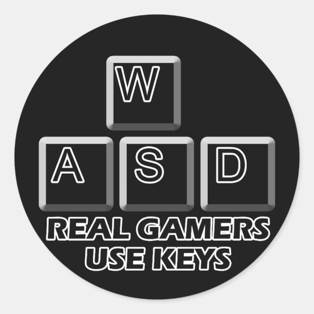 WASD - Echtspieler verwenden Schlüssel Runder Aufkleber (Vorderseite)