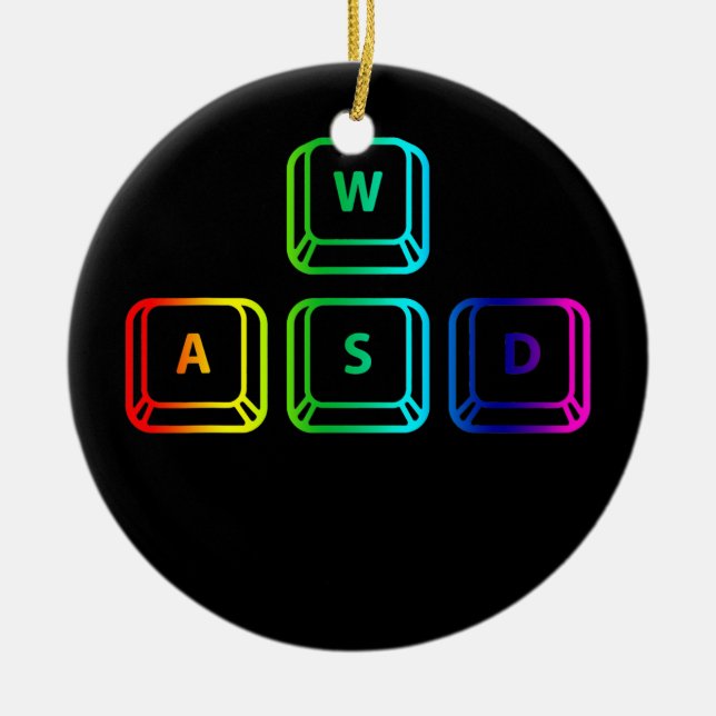 WASD Keyboard Keys Computer Gamer PC Gaming  Keramik Ornament (Vorne)