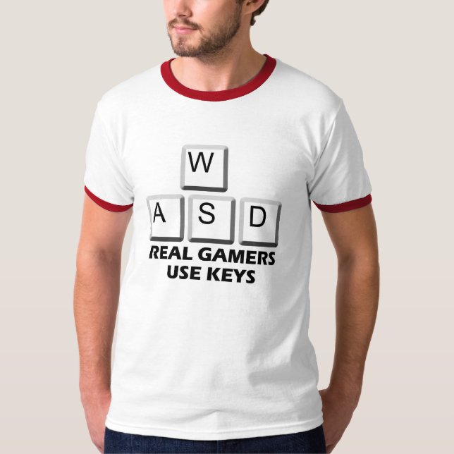 WASD - Wirkliche Gamers-Gebrauchs-Schlüssel T-Shirt (Vorderseite)
