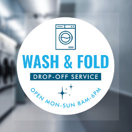 Wash and Fold Service Laundry Dry Cleaners Blue Fensteraufkleber