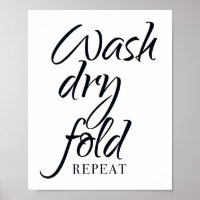 Wash Dry Fold Wiederholung Badezimmer Zeichen